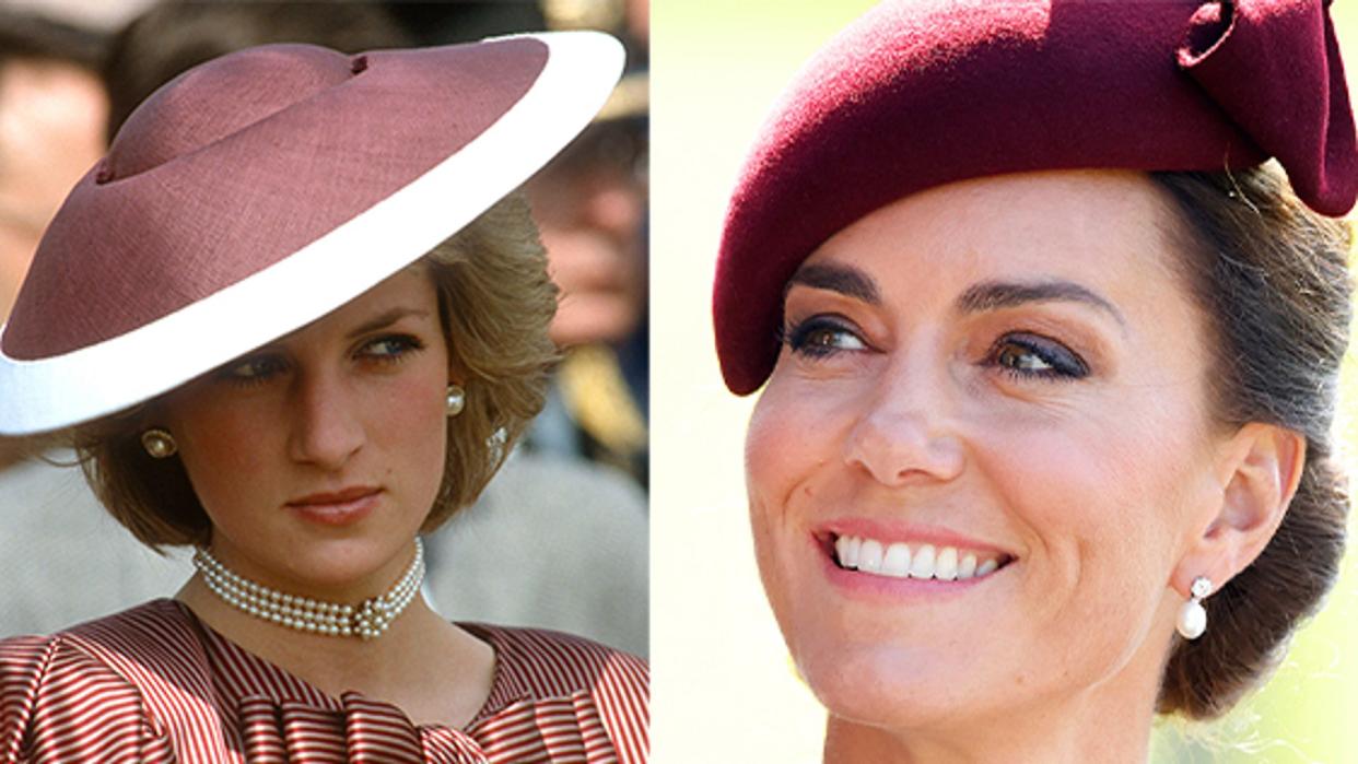 Princess Diana and Kate Middleton wearing hats