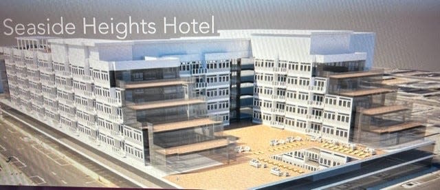 A rendering of a new hotel proposed for Seaside Heights, at the site of the Glendale and Surfside motels.