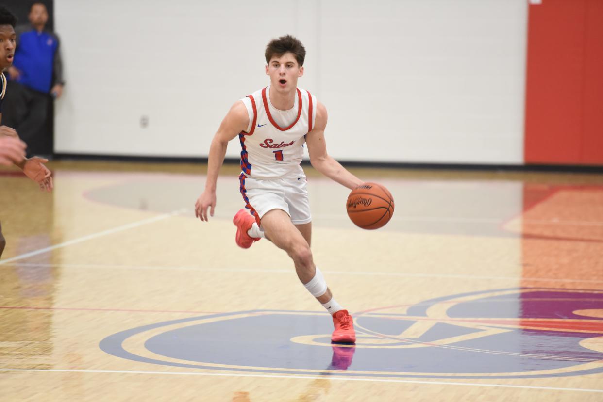 St. Clair's Braylon Frantz pushes the ball during a game earlier this season.