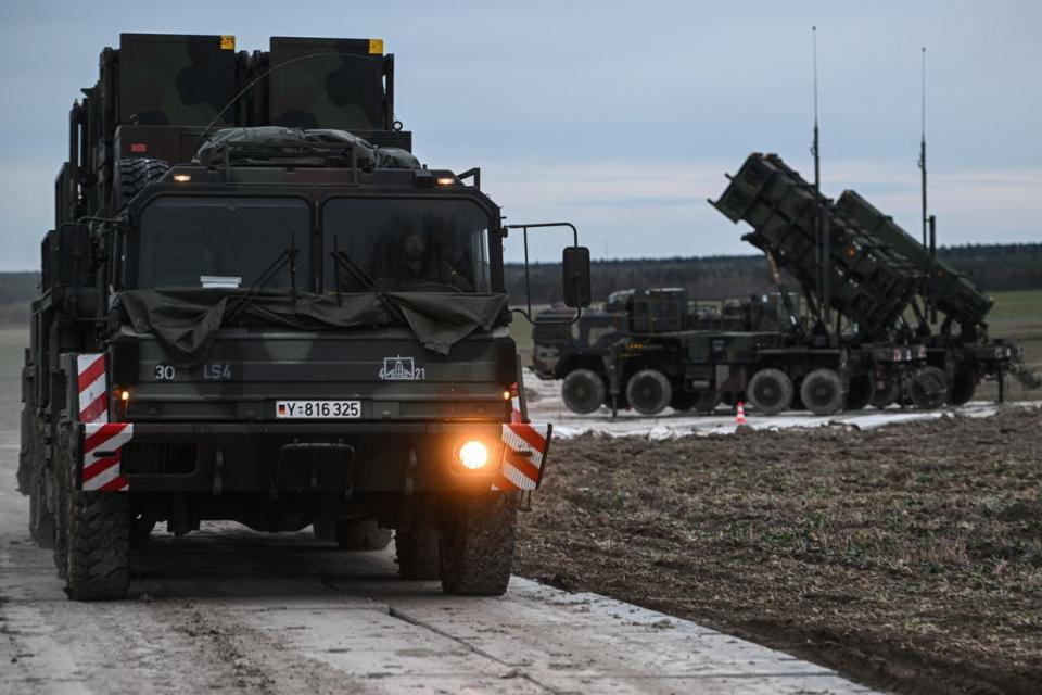 A German Patriot system on an open field in Zamosc, Poland, on Feb. 18, 2023. (Omar Marques/Getty Images)