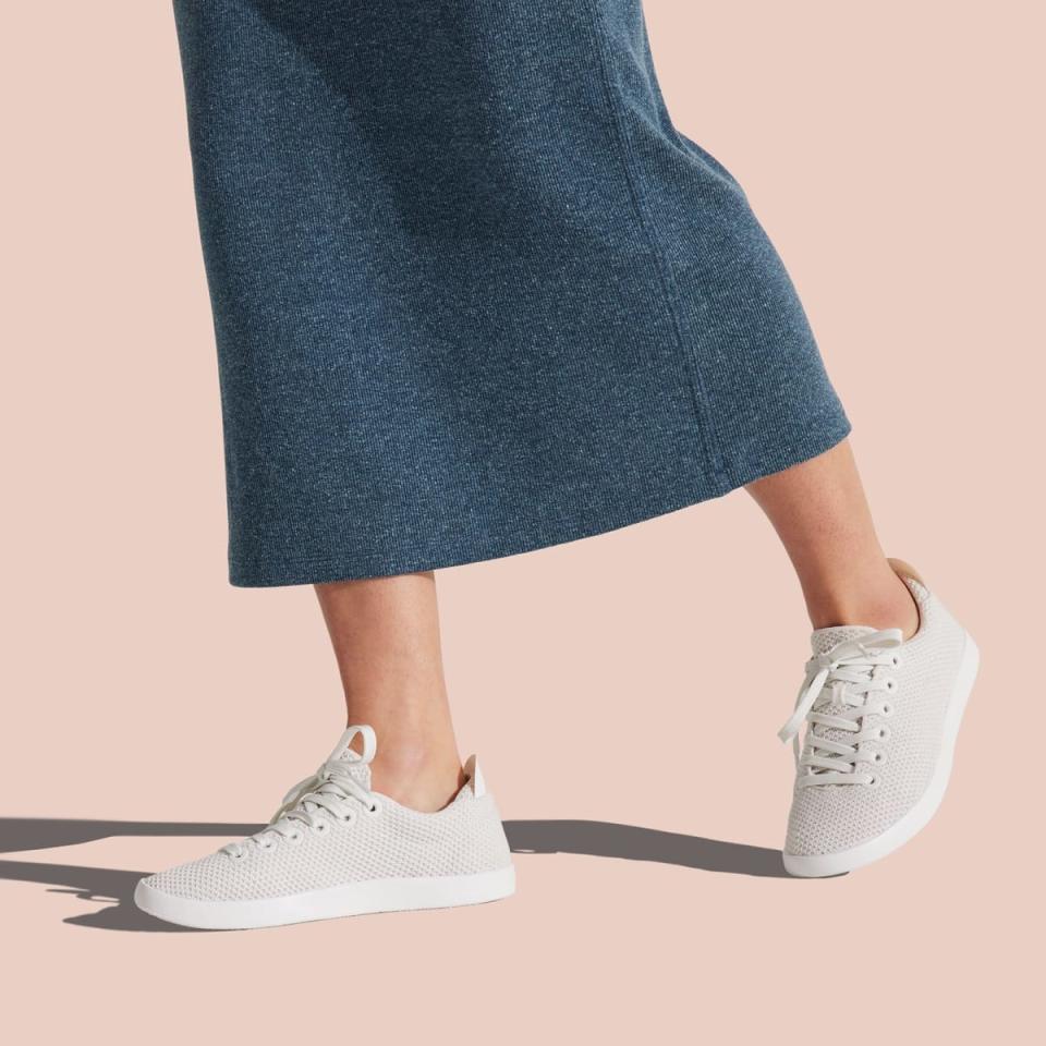 Camila Cabello wears the Allbirds Tree Pipers in White. Image via Allbirds.