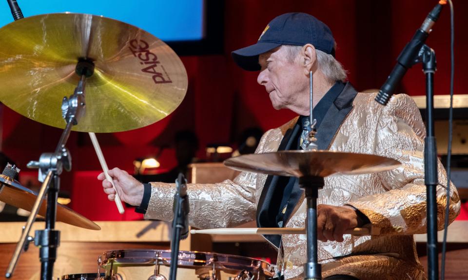 Inductee J.M. Van Eaton performs during the Memphis Music Hall of Fame induction ceremony on Thursday, Sept. 15, 2022, at the Cannon Center for the Performing Arts in Memphis.