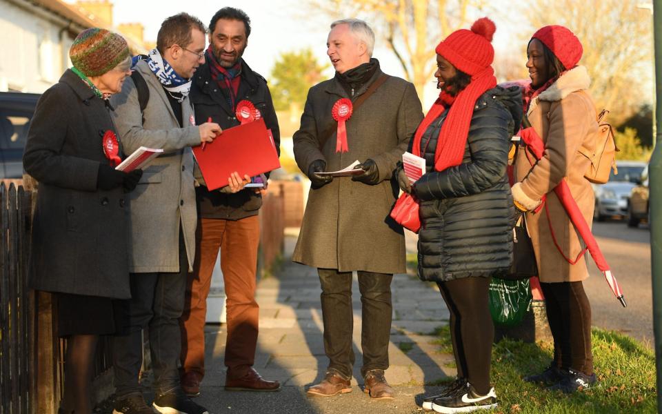 Labour's Daniel Francis, centre, campaigning in Bexley - Russell Sach