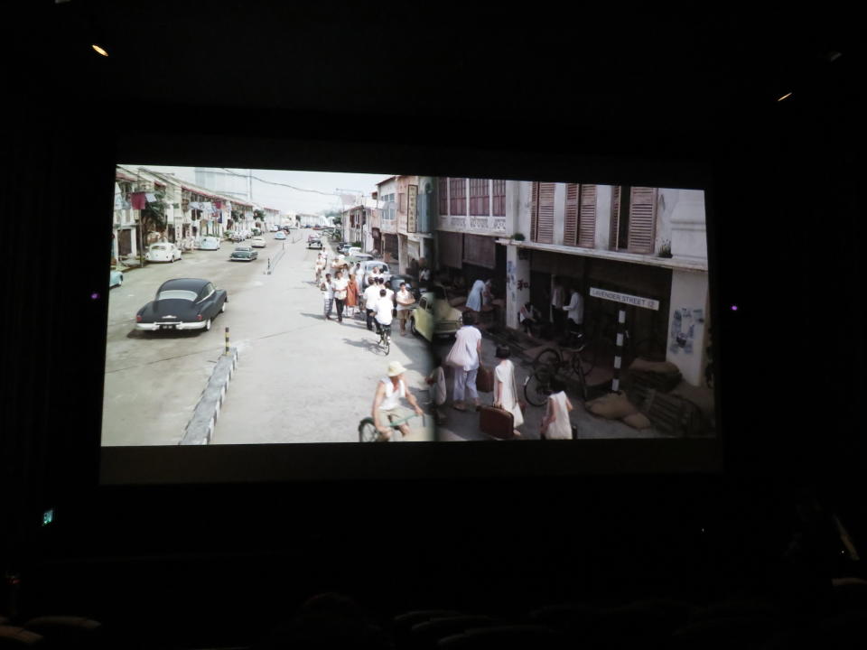 Screening “Long Long Time Ago” using laser projection (on the left) and conventional projection (on the right).