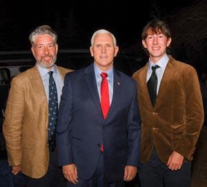 From Left to Right: Matthew J. Bruderman, former Vice President Mike Pence and Harrison Bruderman