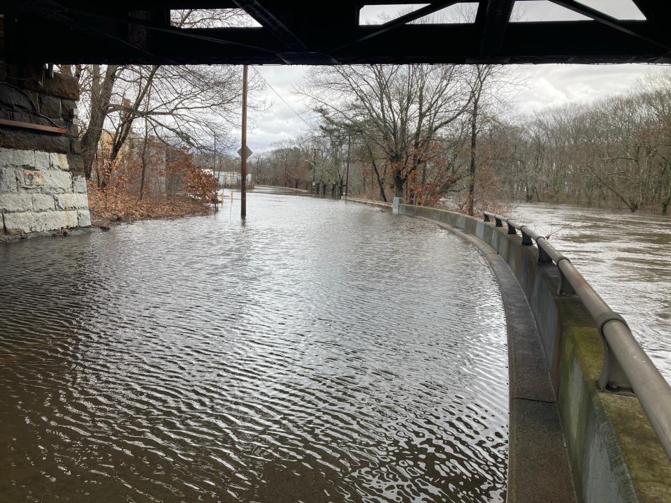 In Cranston, flooding from the Pawtuxet River made Wellington Avenue impassible on Wednesday.