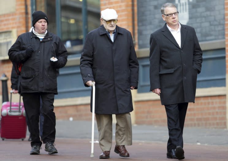 Clarke, 101, arrives at Birmingham Crown Court (SWNS)