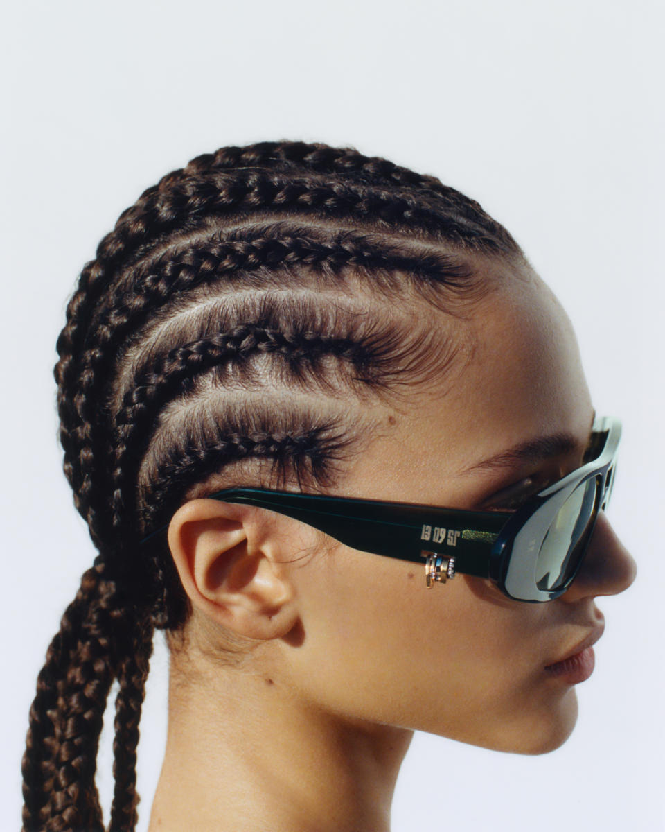 Sunglasses are made with bioacetate and embellished on the temples. - Credit: Zachary Handley