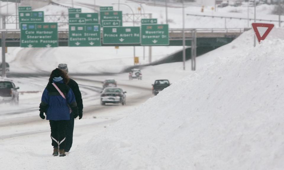 Blizzard make sidewalks unusable in Dartmouth, Nova Scotia.