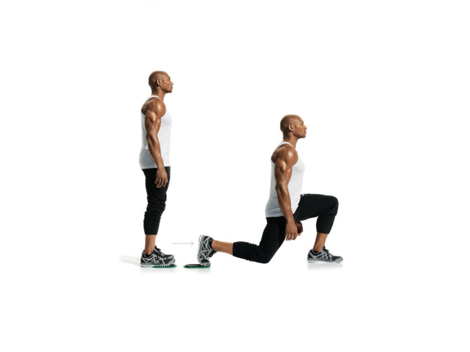 How to do it:<p><strong>1A. Bodyweight Squat</strong></p><p><strong>1B. Lying Glute Bridge</strong><br>As many sets as needed, 100 total reps for each exercise, 60 seconds between sets</p><p><strong>2A. Reverse Lunge<br>2B. Dumbbell Romanian Deadlift</strong><br>4 sets, 10 reps, 90 seconds between sets</p><p><strong>3. Wall Sit</strong><br>Lean against a wall and squat down until your knees are bent at 90 degrees and your shins are vertical to the ground. Hold the position. Complete one set and hold for as long as possible.</p>
