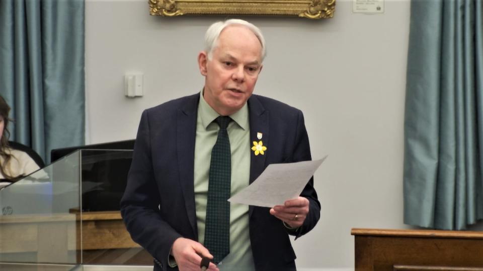 Green Party MP Peter Bevan-Baker said other provinces already have audit processes in place for their finance ministries.  Bevan-Baker is introduced here at the Legislative Assembly. 