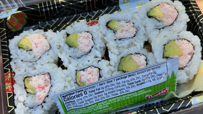 Crab sushi rolls in package