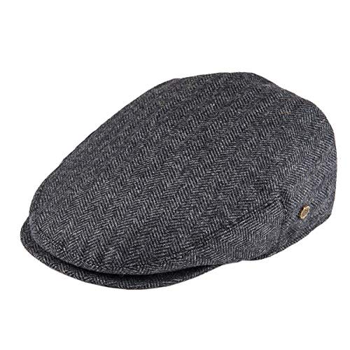 VOBOOM Men's Herringbone Flat Ivy Newsboy Hat Wool Blend Gatsby Cabbie Cap (Dark Grey, 7 5/8)