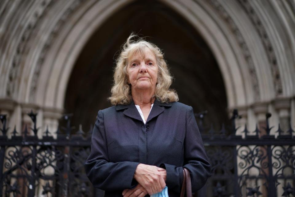 Joy Dove, the mother of housebound disabled woman Jodey Whiting, who killed herself after her benefits were cut, who is to find out whether she has won her High Court bid for a fresh inquest into her daughter’s death (PA) (PA Wire)