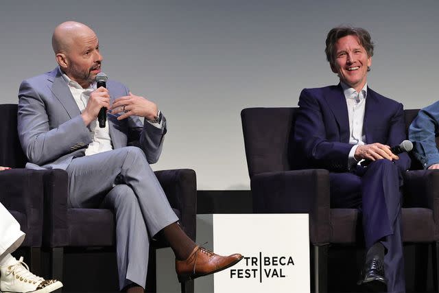 <p>Theo Wargo/Getty </p> Jon Cryer and Andrew McCarthy