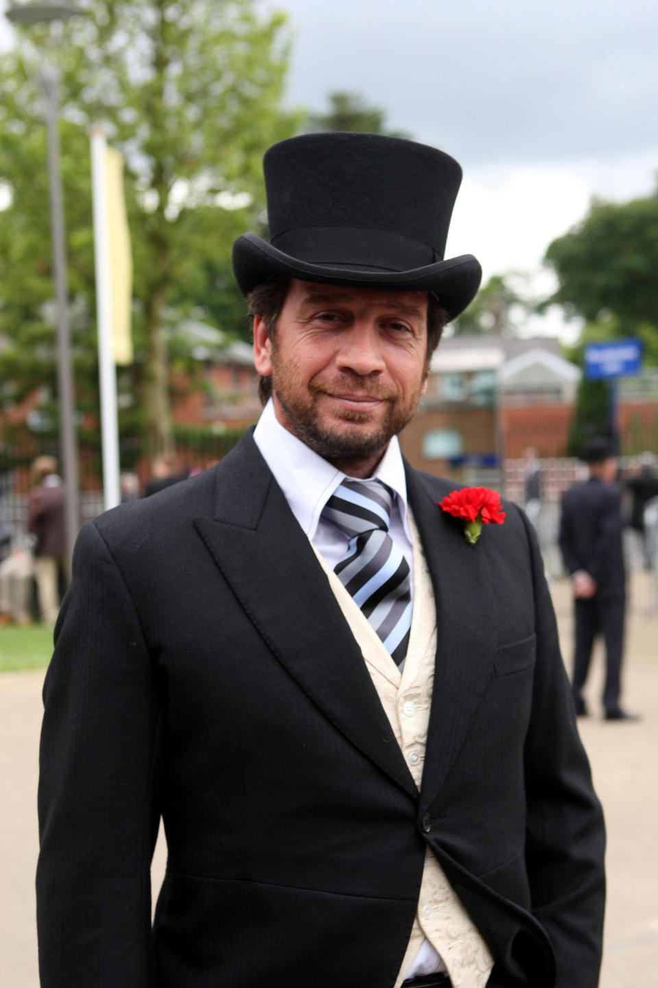 Television presenter Nick Knowles arrives for the second day at Ascot Racecourse, Berkshire.