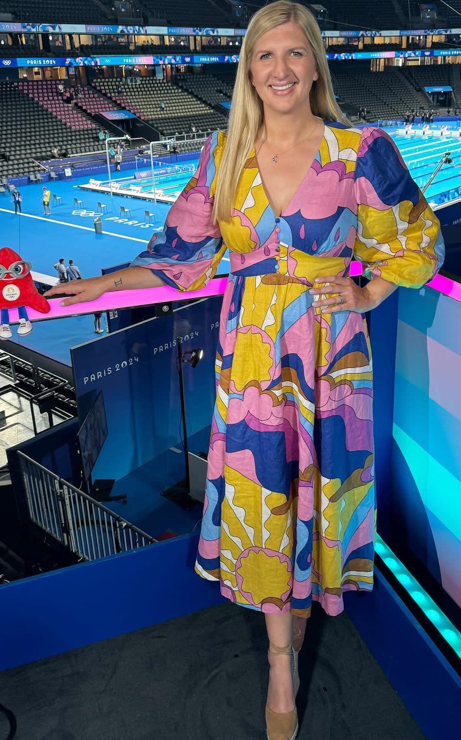 A pair of Wyse sandals and a 70s-inspired dress from Boden have nearly sold out after being worn by Rebecca Adlington (pictured) last week