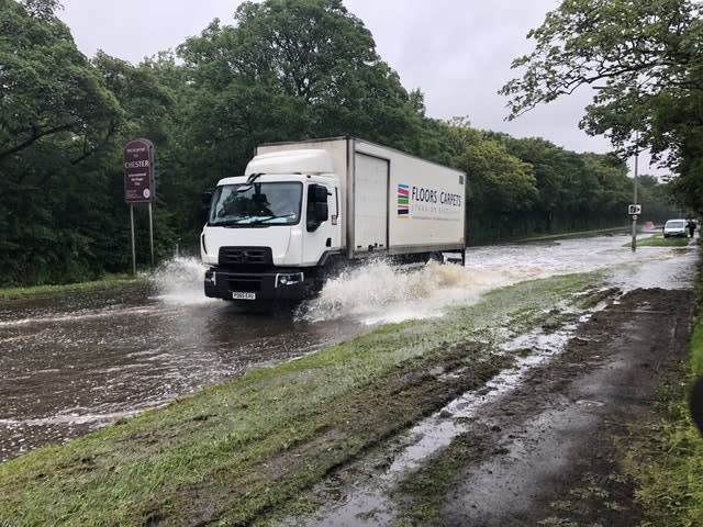 Floods made driving difficult on Parkgate Road in Chester 