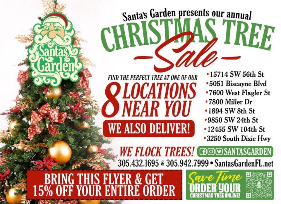 Santa's Garden Christmas Trees tiene ocho locales en el Condado Miami-Dade.