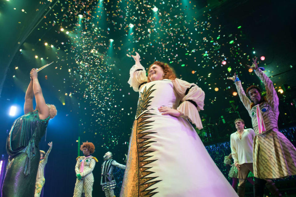 <div class="inline-image__caption"><p>Bonnie Milligan performs during the opening night curtain call of "Head Over Heels" on Broadway on July 26, 2018 in New York City.</p><p>Photo by Noam Galai/Getty Images</p></div> <div class="inline-image__credit">Noam Galai/Getty Images</div>