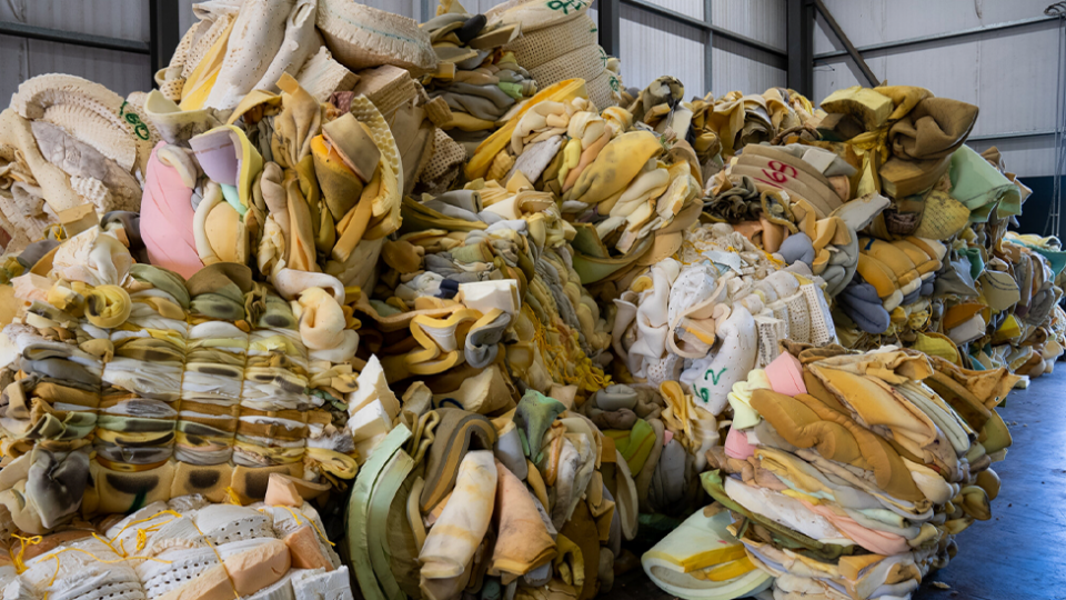 A pile of mattress components.