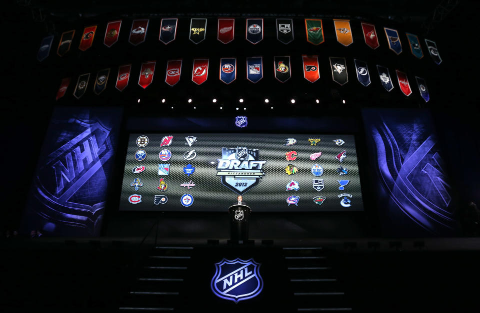 PITTSBURGH, PA - JUNE 22: NHL Commissioner Gary Bettman speaks during Round One of the 2012 NHL Entry Draft at Consol Energy Center on June 22, 2012 in Pittsburgh, Pennsylvania. (Photo by Bruce Bennett/Getty Images)