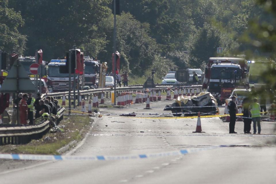 Emergency services attended the scene on the A27 (Daniel Leal-Olivas/PA)