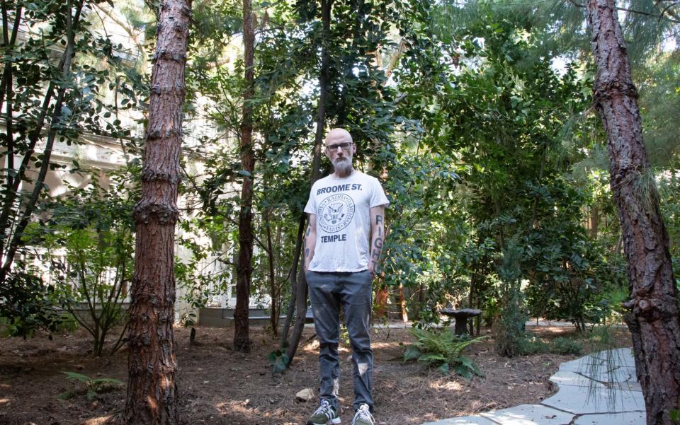 Moby at home in his garden