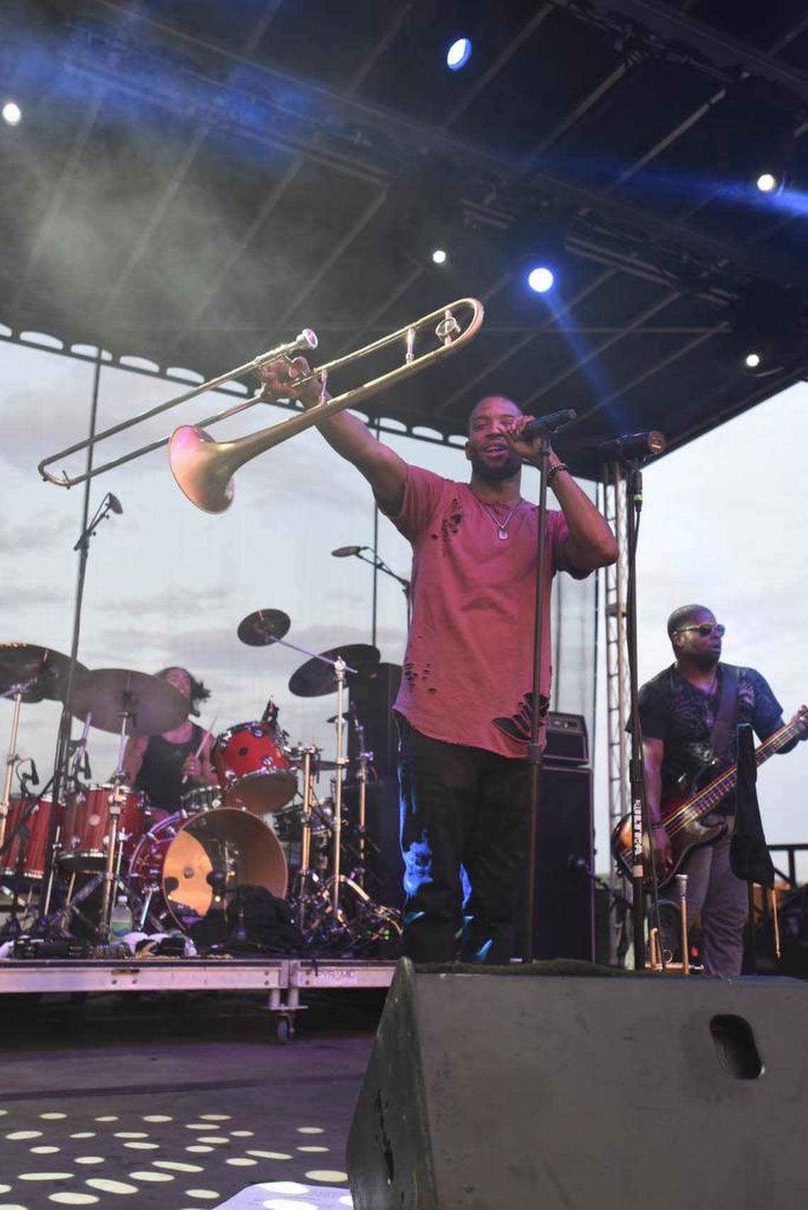 Trombone Shorty and Orleans Avenue on stage at the MoonTower festival. The third annual MoonTower Music Festival was Aug. 27, 2016 in Masterson Station Park in Lexington, Kentucky.