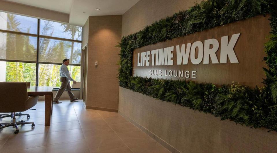 Life Time members have access to co-working spaces, pictured above, within the 120,000-square-foot center.
