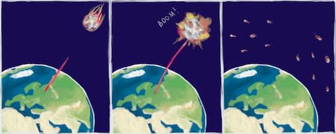 A graphic showing the asteroid destruction  - Credit: Elena Khavina, MIPT Press Office