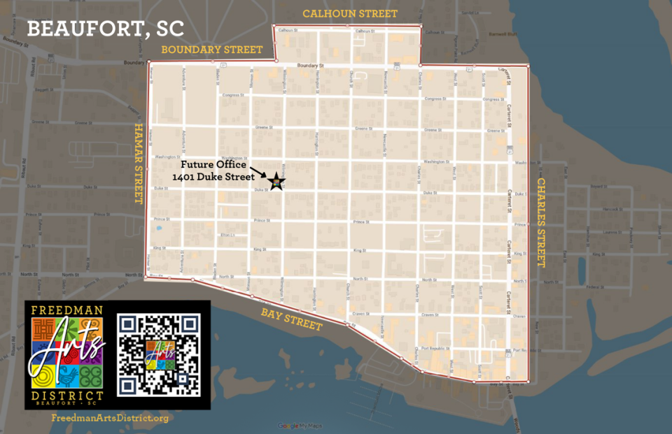 The boundaries of the Freedman Arts District in Beaufort.