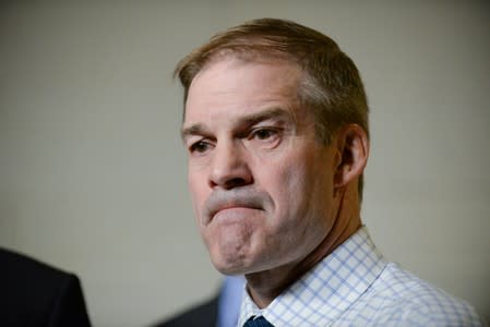 Rep Jordan speaks with reporters after a closed-door deposition by former U.S. ambassador to Ukraine Yovanovitch on Capitol Hill in Washington