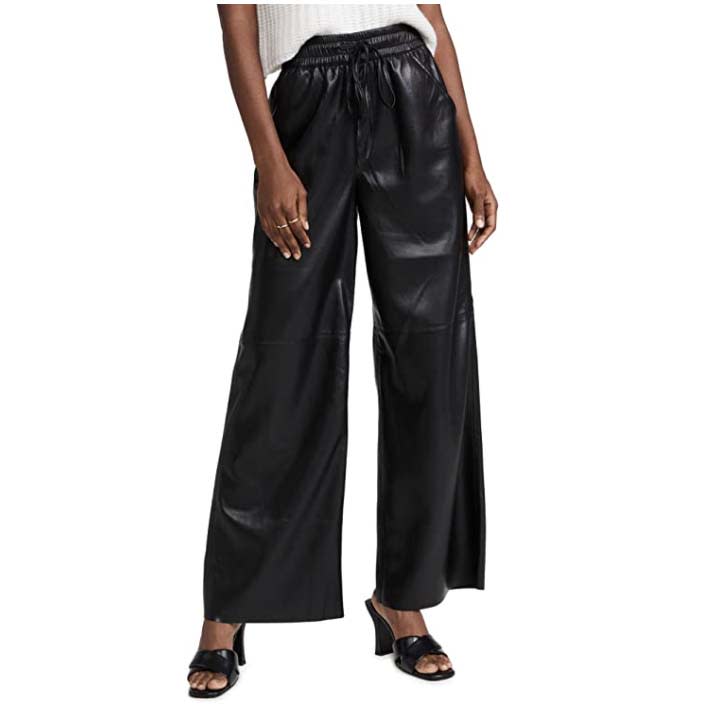 Good Amerian Women&#39;s Leather Wide Leg Pants