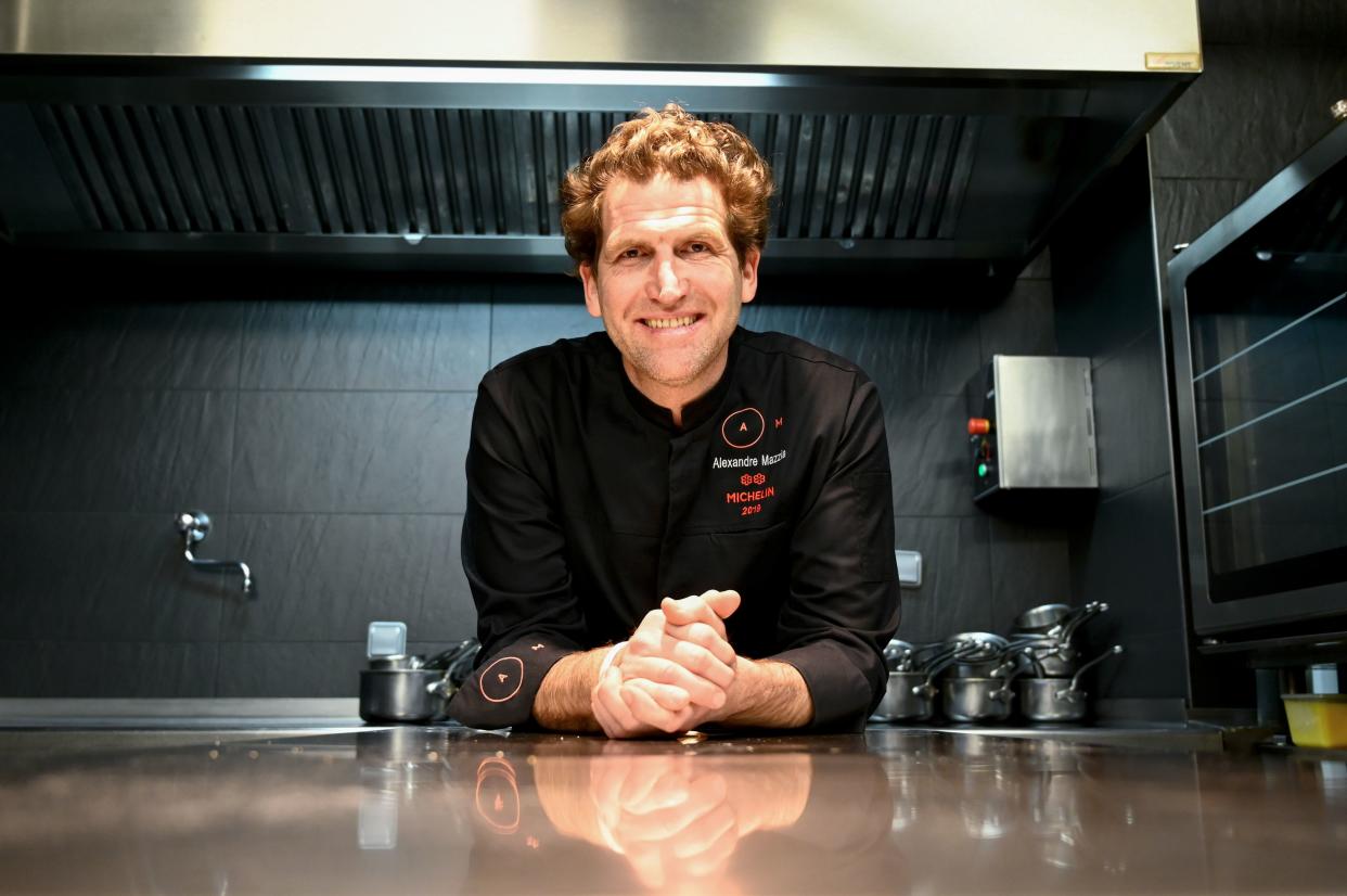 French chef Alexandre Mazzia poses in his restaurant 