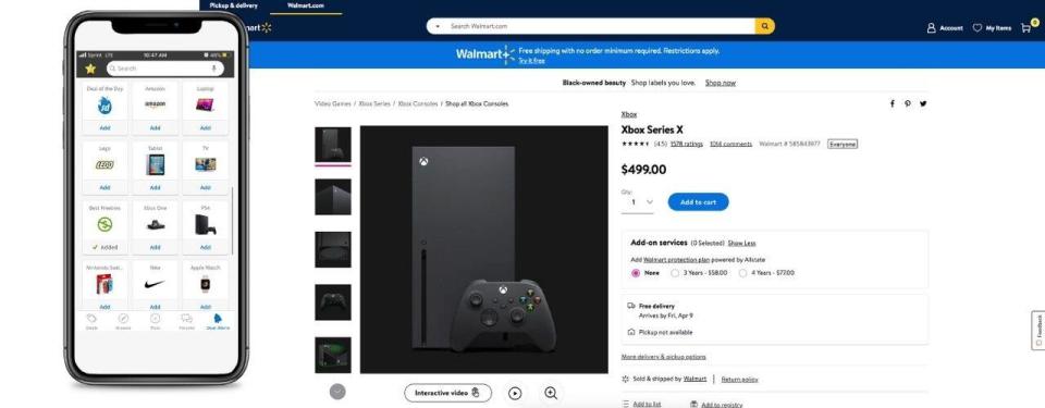 screenshot of xbox series x walmart