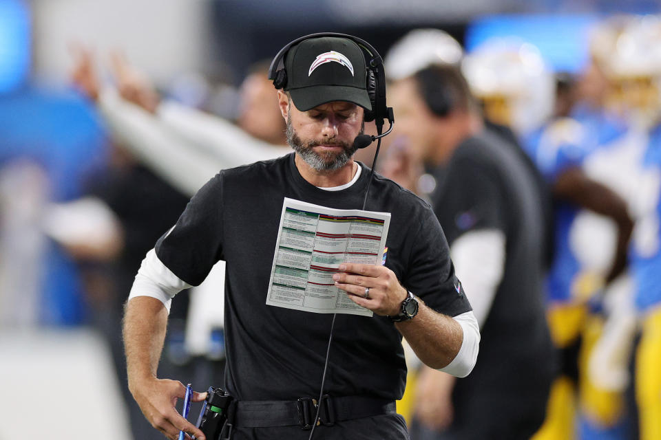 Los Angeles Chargers head coach Brandon Staley was hired because of his defensive expertise. He's been anything but that in his time in Los Angeles. (Photo by Kevork Djansezian/Getty Images)