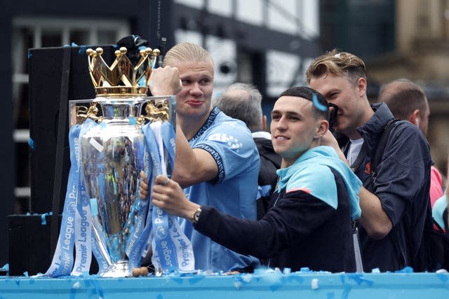 Erling Haaland, left, and Phil Foden