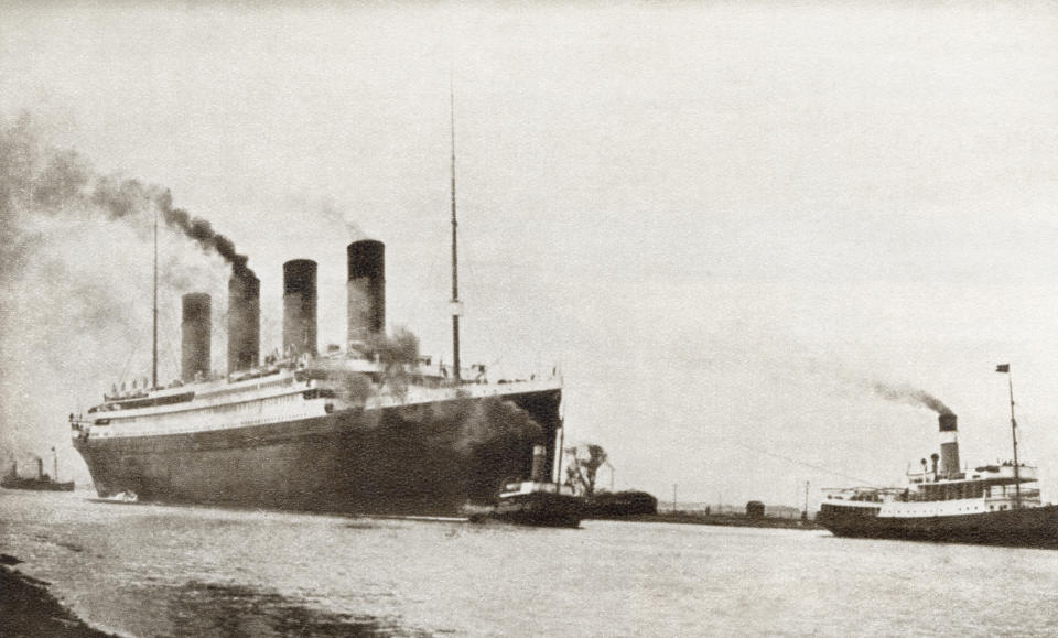 RMS Titanic passenger liner of the White Star Line. From The Story of 25 Eventful Years in Pictures, published 1935. (Photo by: Universal History Archive/UIG via Getty Images)