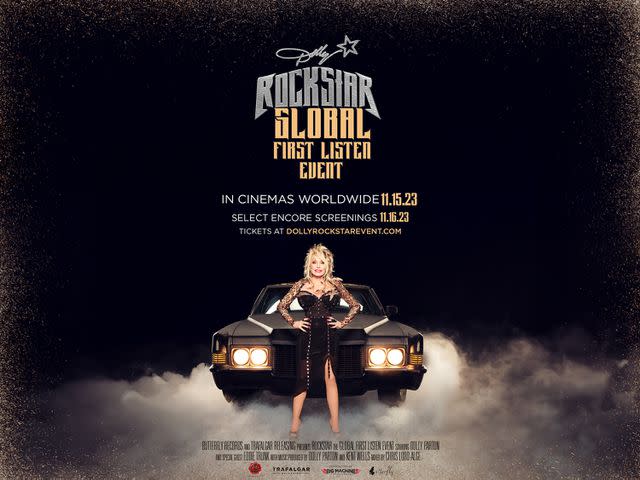 <p>Courtesy of Butterfly Records and Trafalgar Releasing</p> Poster for 'Dolly Parton Rockstar: Global First Listen Event'