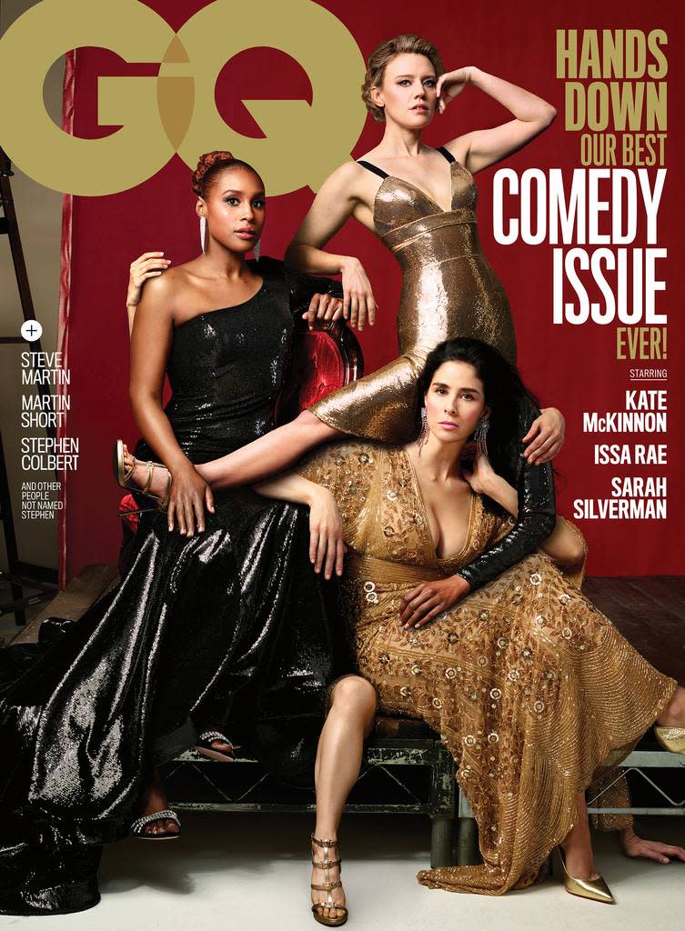 <p>Das „GQ“-Cover der US-Mai-Ausgabe sieht nach einem riesigen Photoshop-Debakel aus. Und mit dieser Vermutung liegt man gar nicht mal so falsch: Für die jährliche Comedy-Ausgabe haben die Macher des Magazins ganz bewusst Körperteile da hingepackt, wo keine hingehören. Damit nahm „GQ“ die Kollegen von „Vanity Fair“ gehörig auf die Schippe… (Bild: GQ) </p>