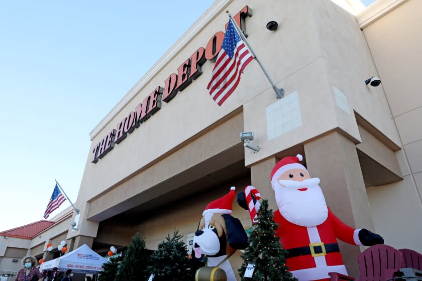 LAKEWOOD, CA - NOVEMBER 27: The LA County Sheriff's Department is investigating a 'flash mob' robbery that occurred at The Home Depot in the Lakewood Center on Saturday, Nov. 27, 2021 in Lakewood, CA. Approximately eight males entered the store at 7:46 p.m. Friday, walked directly to the tool isle and stole various sledgehammers, crowbars and hammers, said Deputy Miguel Meza of the Sheriff's Information Bureau. (Gary Coronado / Los Angeles Times)