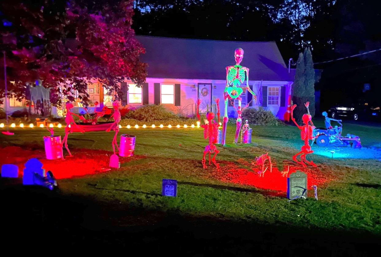 The Shaffers home at 380 Lakeview, Put-in-Bay is notable this Halloween for its array of festive skeletons.