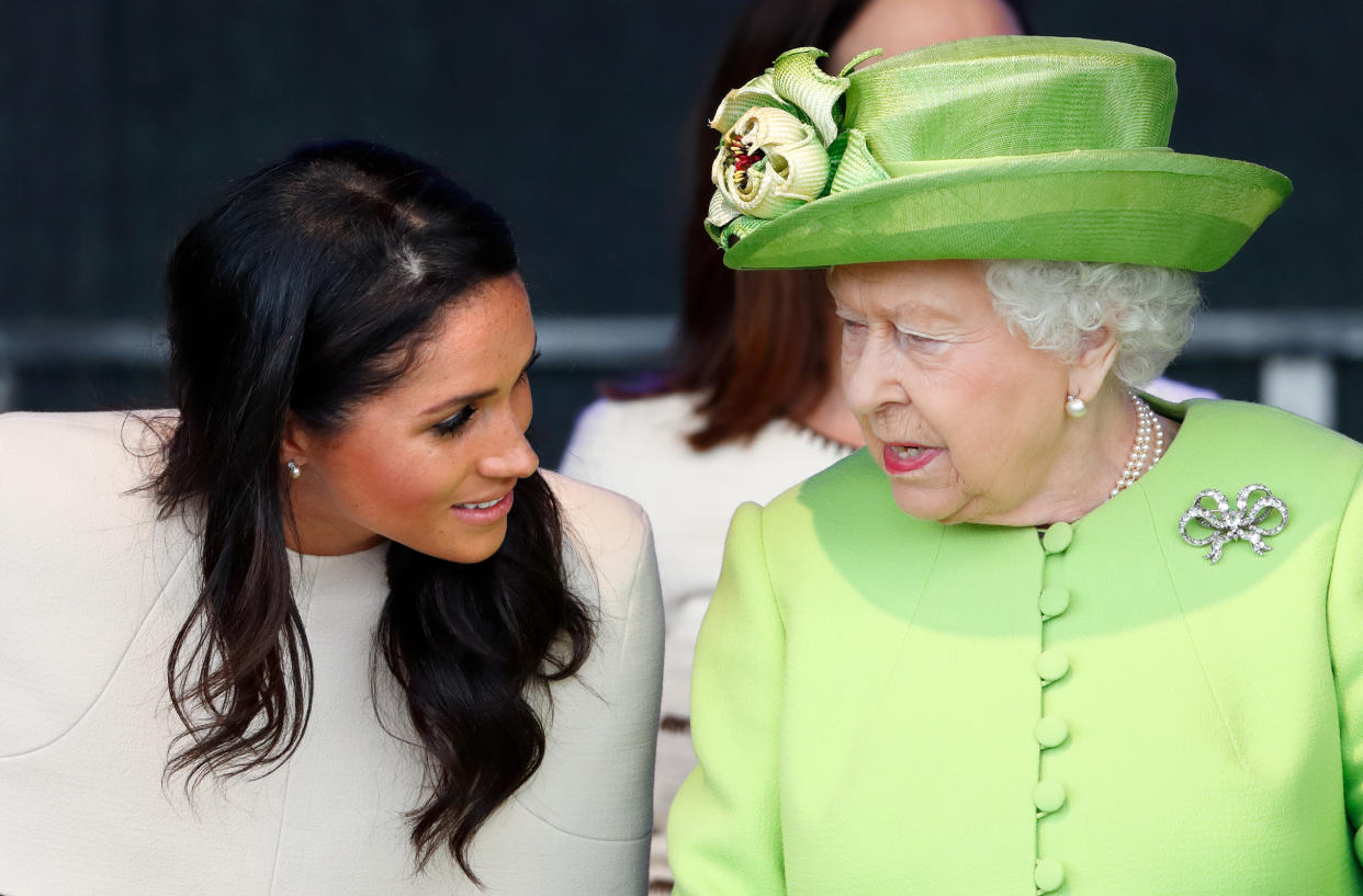 Meghan,Duquesa de Sussex y la Reina Isabel II en 2018. (Photo by Max Mumby/Indigo/Getty Images).