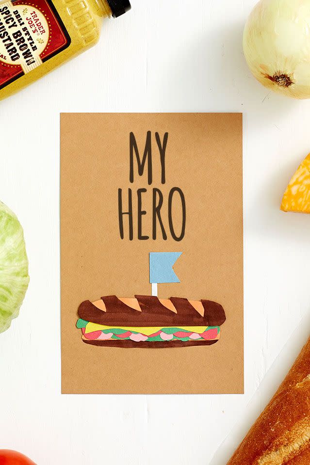 <p>Pair this card with a homemade sandwich or one from his favorite deli, and you'll have the ultimate Father's Day treat for dad. </p><p><strong>Get the printable at <a href="http://www.berries.com/blog/diy-funny-fathers-day-cards-for-dad?ref=ssssclpngen&cvosrc=social.pinterest.ssssclpngen&crlt.pid=camp.fWoxzV14L8zI" rel="nofollow noopener" target="_blank" data-ylk="slk:Shari's Berries;elm:context_link;itc:0;sec:content-canvas" class="link ">Shari's Berries</a>.</strong></p>