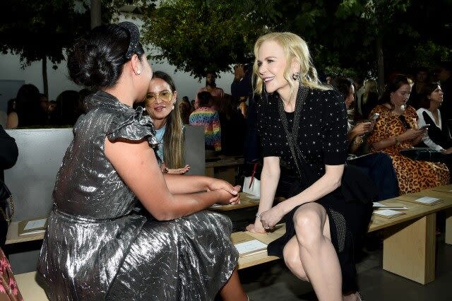 The 'Roma' star sat next to Kate Hudson and Nicole Kidman at the Michael Kors runway show on Wednesday.