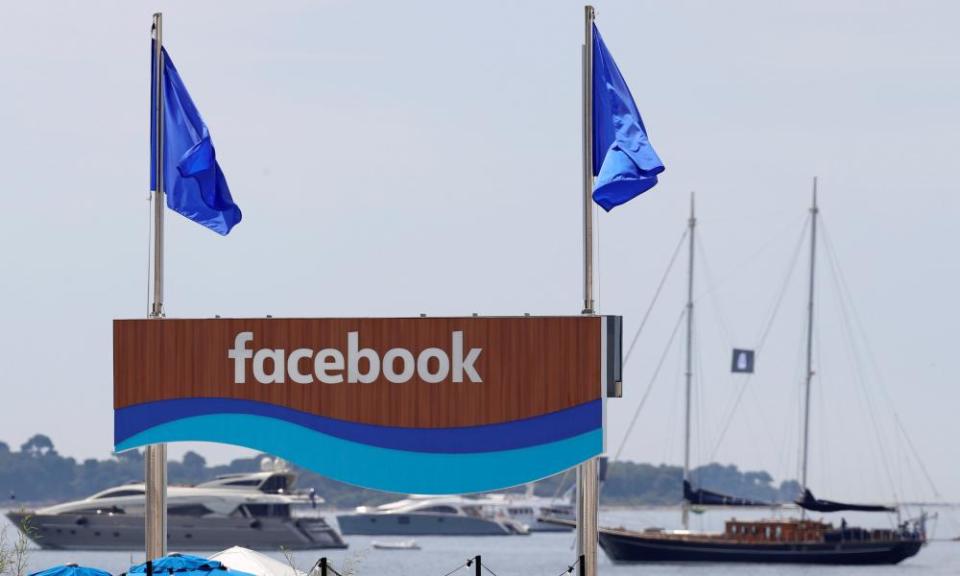 A Facebook panel on the quayside in Cannes