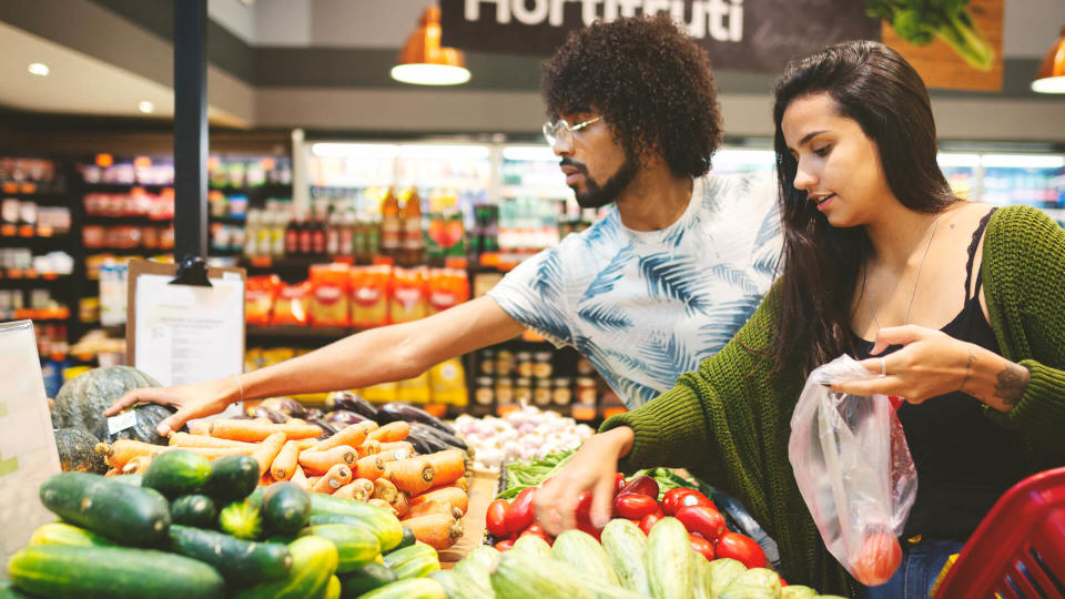 Couple in the grocery.