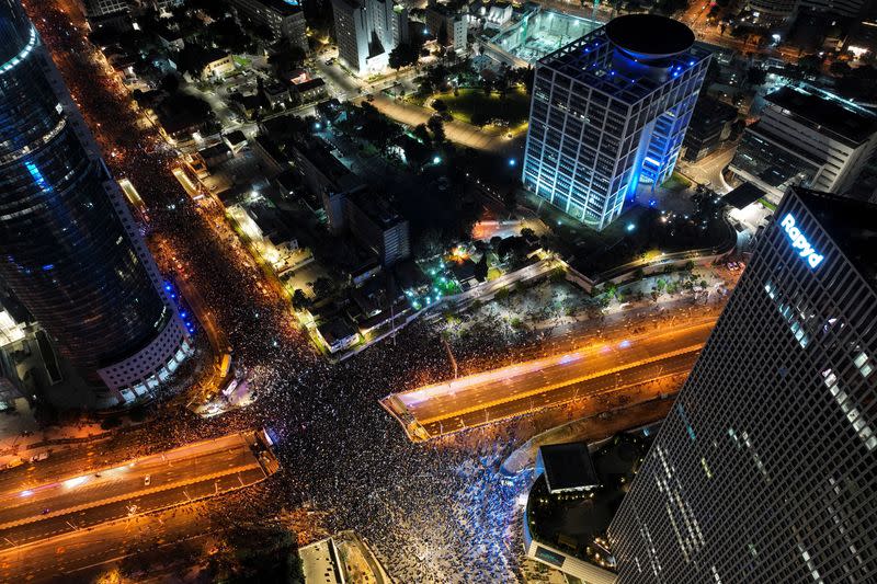 Protests against Israel's right-wing government in Tel Aviv