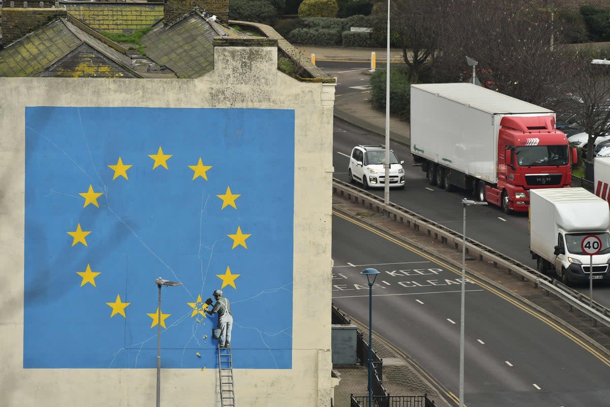 The EU themed piece was painted on the side a building in Dover in 2017  (AFP/Getty Images)